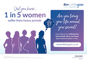 Text: Did you know 1 in 5 women suffer from heavy periods